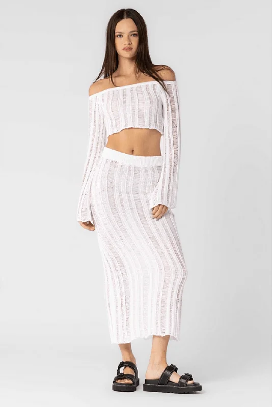Garden Party Casual Dresses with Floral Motifs Naxos White Sheer Two Piece Midi Dress Garden Party Casual Dresses with Floral Motifs Naxos White Sheer Two Piece Midi Dress