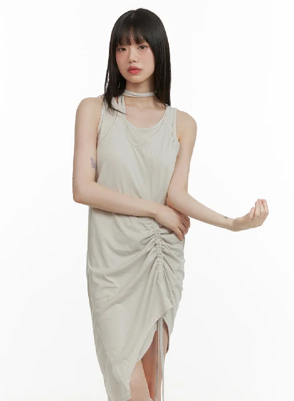 Mini dresses with pocket details for added functionality Shirred String Sleeveless Mini Dress CY428 Mini dresses with pocket details for added functionality Shirred String Sleeveless Mini Dress CY428