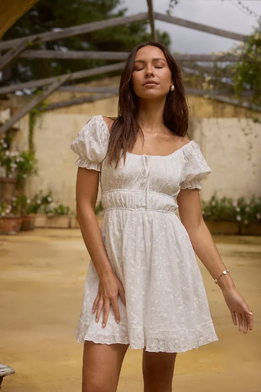 Mini dresses with off - the - shoulder styles Lullaby of Lilies Mini Dress White