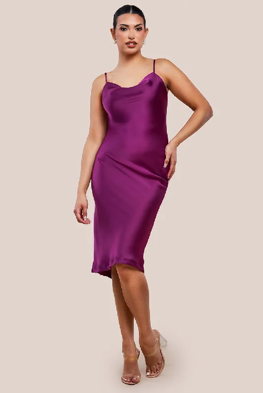 Midi dresses with sheer panels for a touch of allure Urban Touch Cowl Neck Satin Slip Cami Midi Dress Midi dresses with sheer panels for a touch of allure Urban Touch Cowl Neck Satin Slip Cami Midi Dress