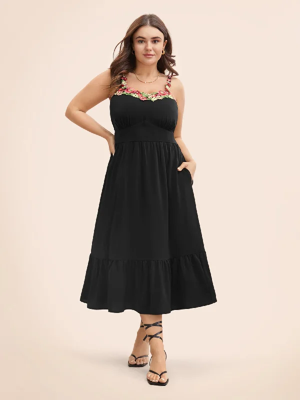 Everyday Dress with Sparkly Sequins for a Touch of Glamour Floral Woven Ribbon Heart Neckline Cami Dress Everyday Dress with Sparkly Sequins for a Touch of Glamour Floral Woven Ribbon Heart Neckline Cami Dress