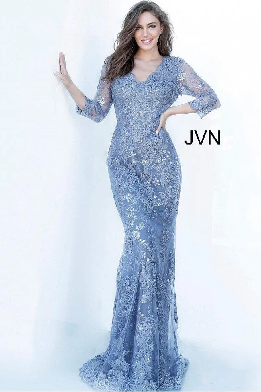 Wedding dresses with a dropped waist for a retro style Jovani 3402321 3/4 Sleeve Long Formal Lace Dress Wedding dresses with a dropped waist for a retro style Jovani 3402321 3/4 Sleeve Long Formal Lace Dress