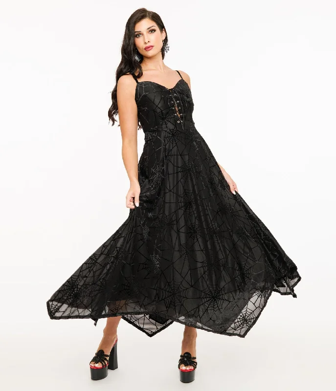  Wax Poetic Black Spiderweb Willow Maxi Dress & Bolero Set
