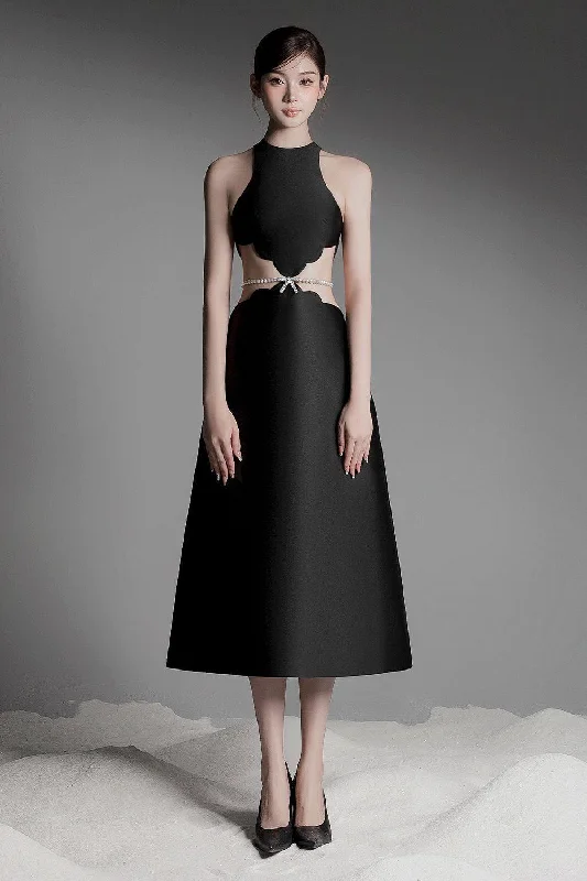 Midi dresses with halter necks for a stylish and comfortable option Miera A-line Cut-Out Taffeta Midi Dress Midi dresses with halter necks for a stylish and comfortable option Miera A-line Cut-Out Taffeta Midi Dress