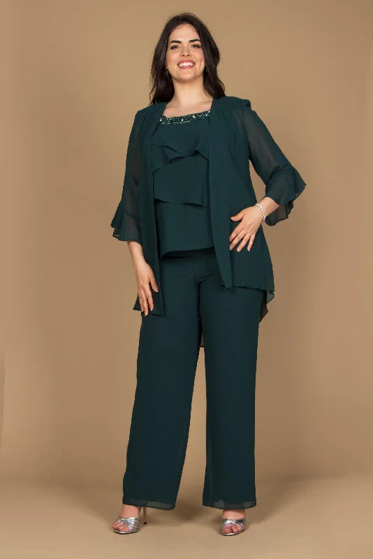 High - low hem wedding dresses for a trendy twist​ R&M Richards 9042 Formal Pantsuit