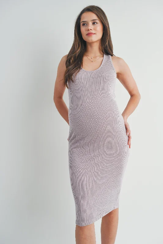 Maternity dress for a spring flower show Scoop Neck Ribbed Bodycon Maternity Dress