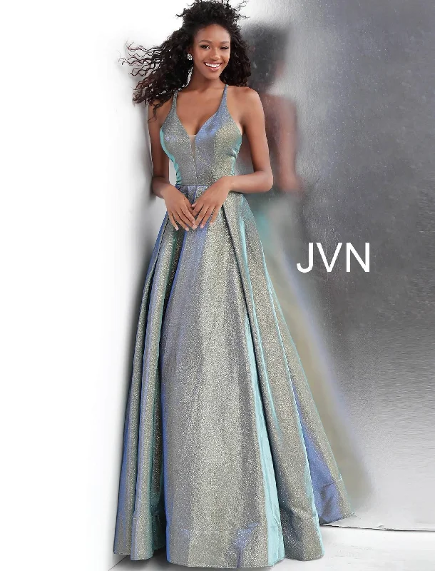 Modern minimalist wedding dresses with clean lines​ Jovani 65851 Long Prom Gown