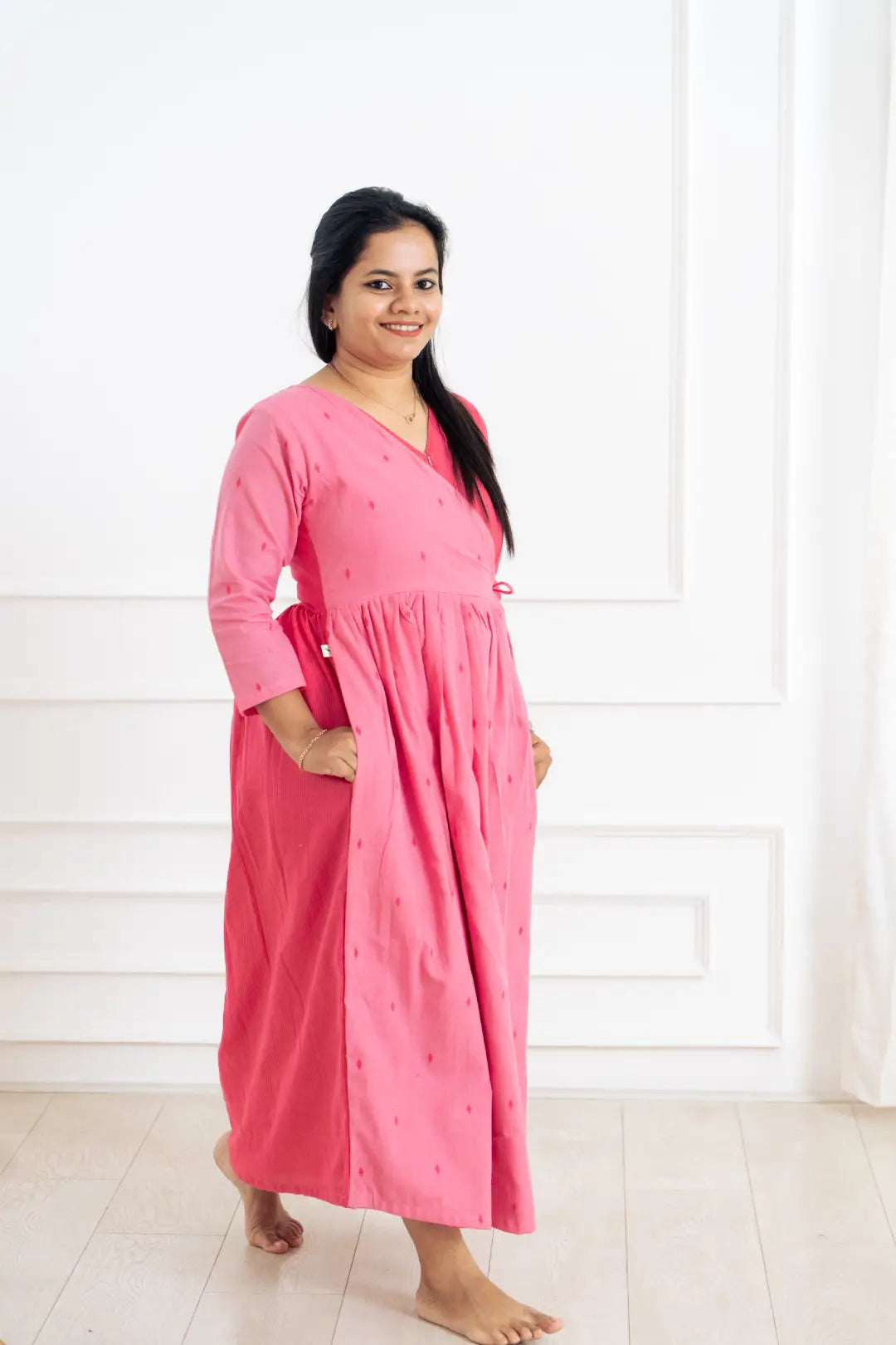 Maternity dress for a baby's dedication Fuchsia Aura Wrap Feeding Dress
