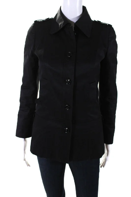 Dolce & Gabbana Womens Button Front Collared Light Jacket Black