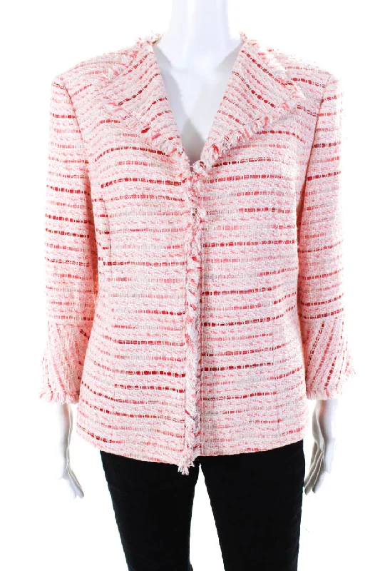 Lafayette 148 New York Womens Sunmu Tweed Hook & Eye Jacket Pink