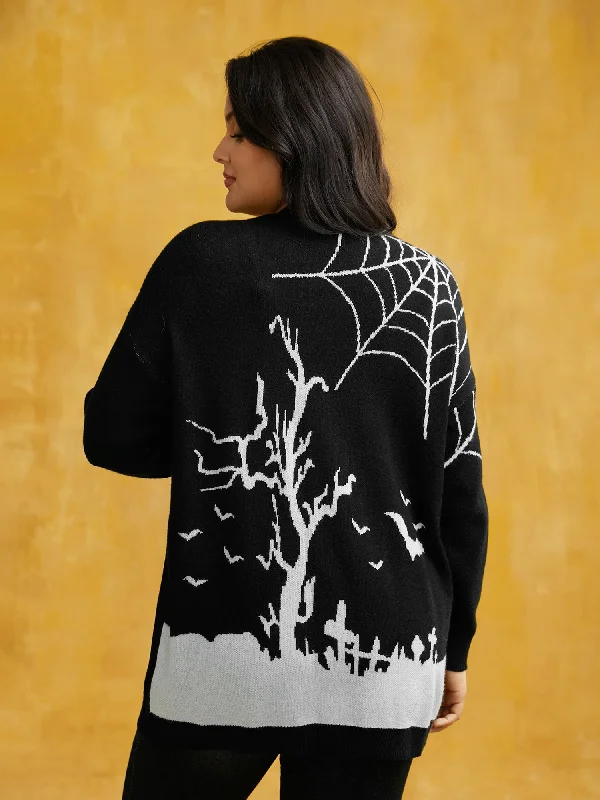 color block women cardigan with bold huesAfter Midnight Bat Jacquard Printed Cardigan color block women cardigan with bold huesAfter Midnight Bat Jacquard Printed Cardigan