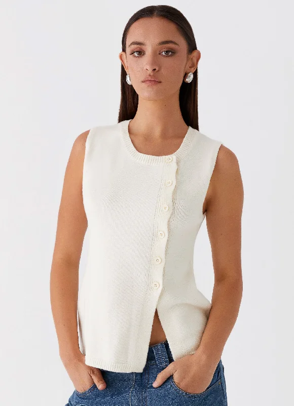 plus size women cardigan for comfortable layeringCarey Vest Top - White