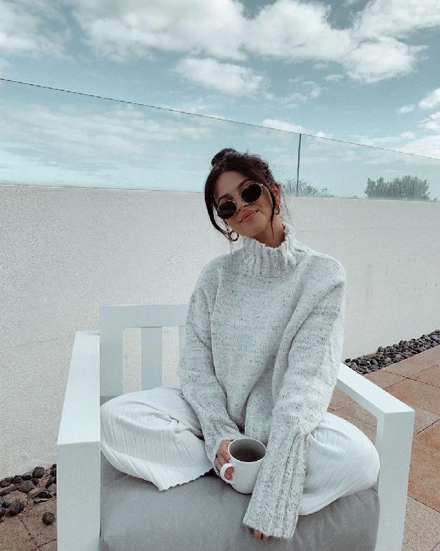 long length women cardigan with side slitsChesterfield Jumper - Grey