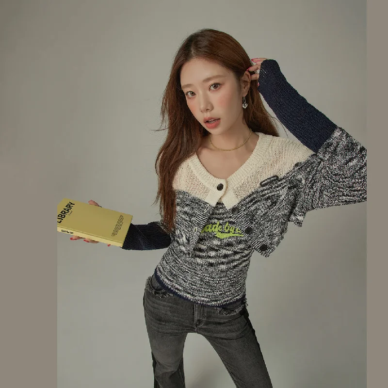 floral print women cardigan for a feminine touchContrast Logo Cropped Cardigan