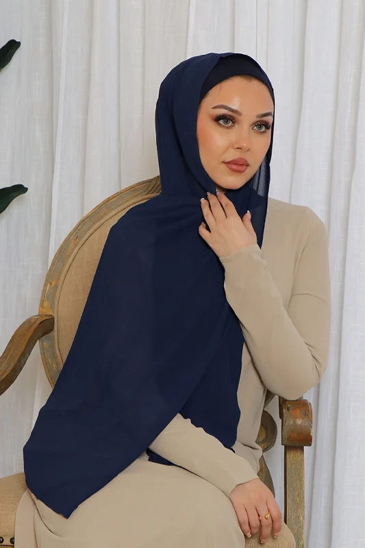 plus size women cardigan for comfortable layeringLaila Matching Chiffon Hijab Set- Navy Blue plus size women cardigan for comfortable layeringLaila Matching Chiffon Hijab Set- Navy Blue