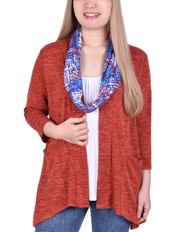sequin embellished women cardigan for special occasionsCardigan With Inset And Detachable Printed Scarf sequin embellished women cardigan for special occasionsCardigan With Inset And Detachable Printed Scarf