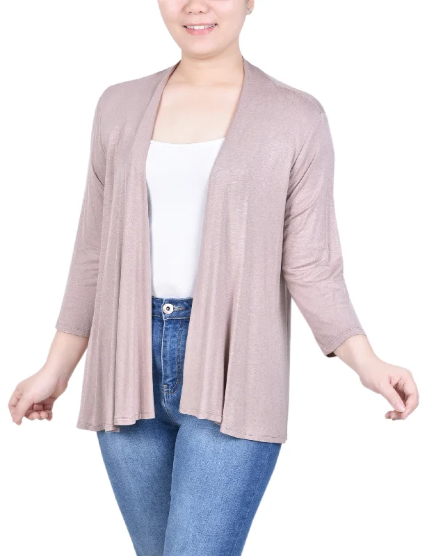 cashmere blend women cardigan for a luxurious feel3/4 Sleeve Solid Cardigan