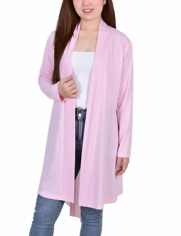 maternity women cardigan for expecting momsLong Sleeve Knit Cardigan with Chiffon Back