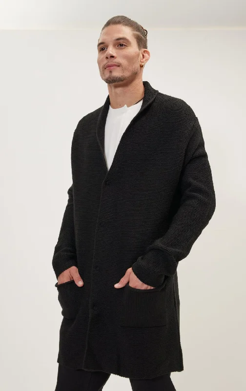 boyfriend style women cardigan for a relaxed fitClassic Minimalist Shawl Cardigan - Black boyfriend style women cardigan for a relaxed fitClassic Minimalist Shawl Cardigan - Black