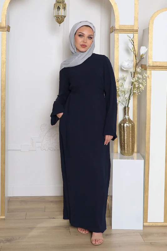 plus size women cardigan for comfortable layeringNila Textured Essential Abaya- Navy Blue plus size women cardigan for comfortable layeringNila Textured Essential Abaya- Navy Blue