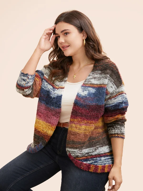 cropped women cardigan to pair with high - waisted jeansOmbre Open Front Curved Hem Cardigan cropped women cardigan to pair with high - waisted jeansOmbre Open Front Curved Hem Cardigan