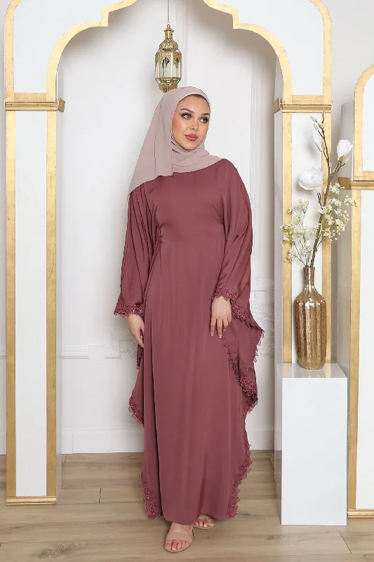 lightweight women cardigan for spring and fallZayna Lace Abaya- Mauve