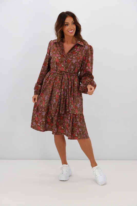 Fria Ophelia Floral Dress Brown