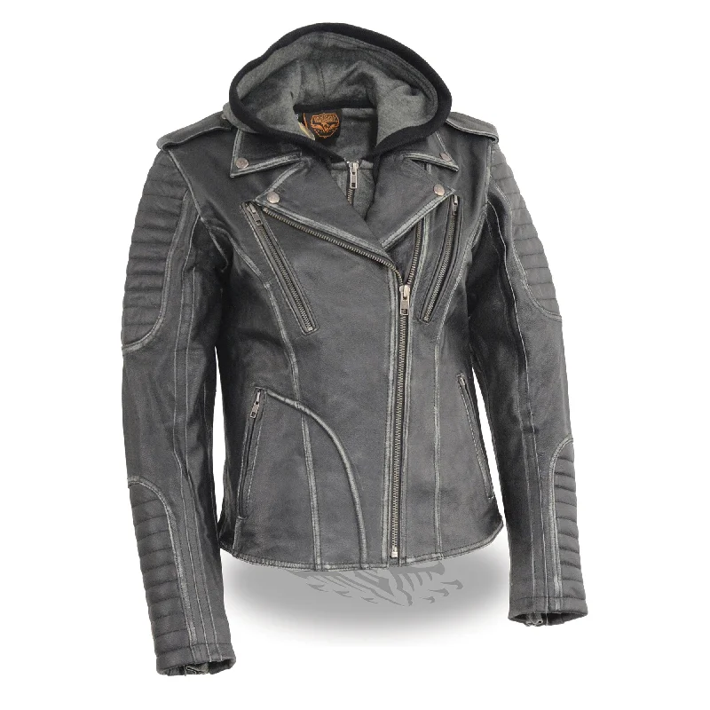 Women's faux fur - trimmed denim jackets for a trendy and cozy styleLadies Rustic Hooded Leather Jacket Women's faux fur - trimmed denim jackets for a trendy and cozy styleLadies Rustic Hooded Leather Jacket