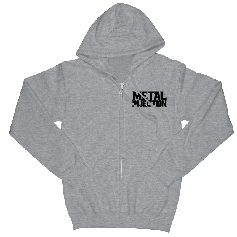 Women's quarter - zip sweatshirt made of organic cotton for eco - conscious fashionMetal Injection "Classic Logo" Zip Hoodie Women's quarter - zip sweatshirt made of organic cotton for eco - conscious fashionMetal Injection "Classic Logo" Zip Hoodie