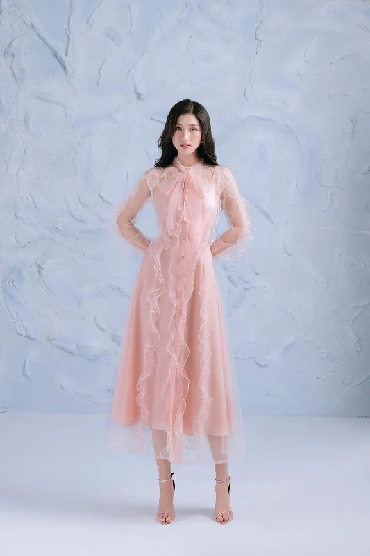 Midi dresses with ribbed textures for a unique and tactile appearanceFlowercup Layered Ruffled Mesh Sheer Midi Dress Midi dresses with ribbed textures for a unique and tactile appearanceFlowercup Layered Ruffled Mesh Sheer Midi Dress