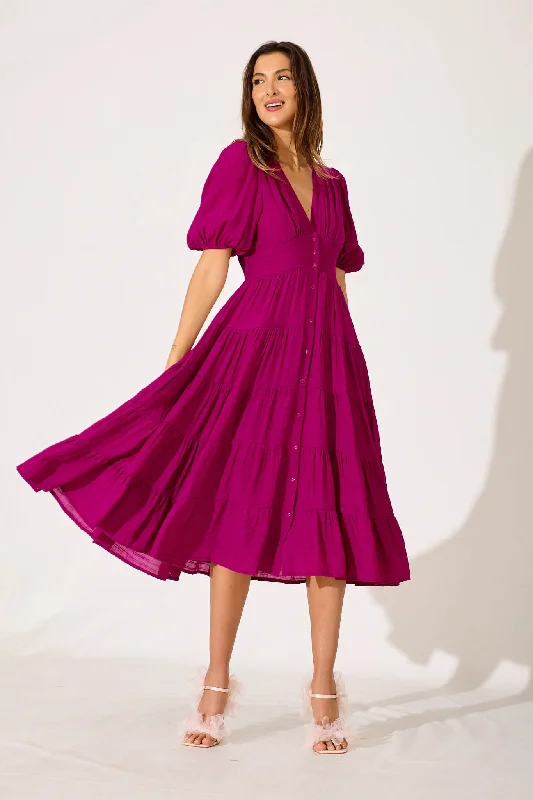 Modica Midi Dress In Fuchsia