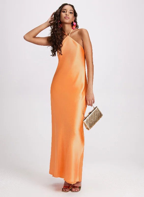 Satin Cowl Back Slip Dress