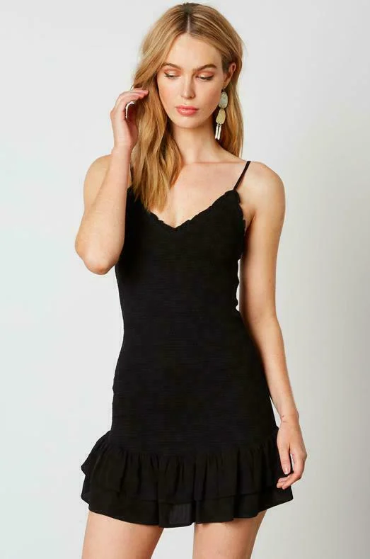 Skylar Black Smocked Cami Dress