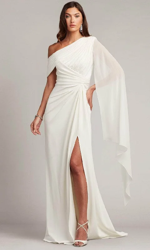 Tadashi Shoji BOS22813LBR - Drape Sleeve Ruched Detailed Wedding Dress